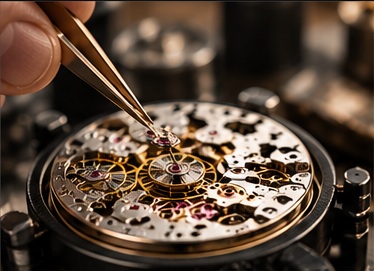 Movimento meccanico di orologio durante la revisione